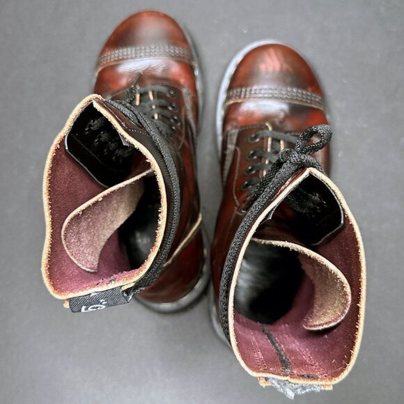 GRIPFAST Derby Boot RARE Cherry Oxblood 10 Eye Steel Toe Womens US 8 Punk Oi Dr - Picture 10 of 11